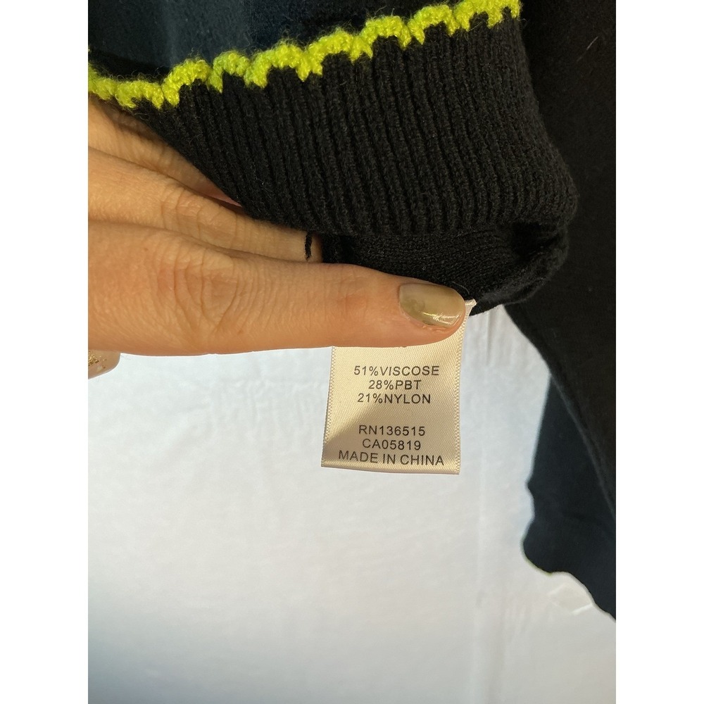 Stitches + Stripes Womens XS Black Cropped Hoodie Sweater Neon Trim NWT - Picture 7 of 7